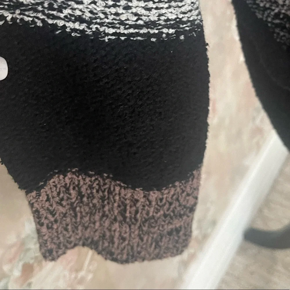 FREE PEOPLE SOUTHPORT BEACH WIDE STRIPE CARDIGAN BLACK COMBO SMALL MEDIUM